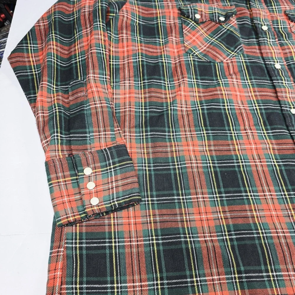 Vintage Dee Cee Shirt Mens XL Western Pearl Snap Plaid Made in USA 90s‎